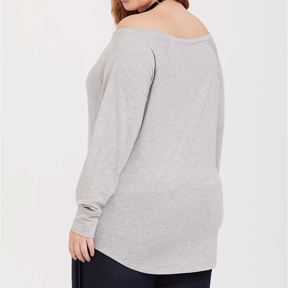 Torrid Off Shoulder Foil Front Sweatshirt Size 00X - Picture 3 of 8